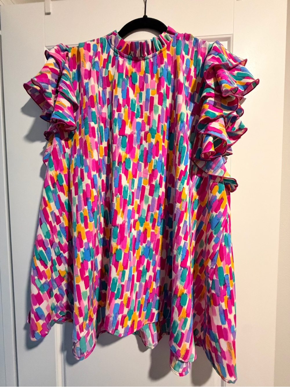 Women’s  Multi-Color Ruffle Sleeve Top